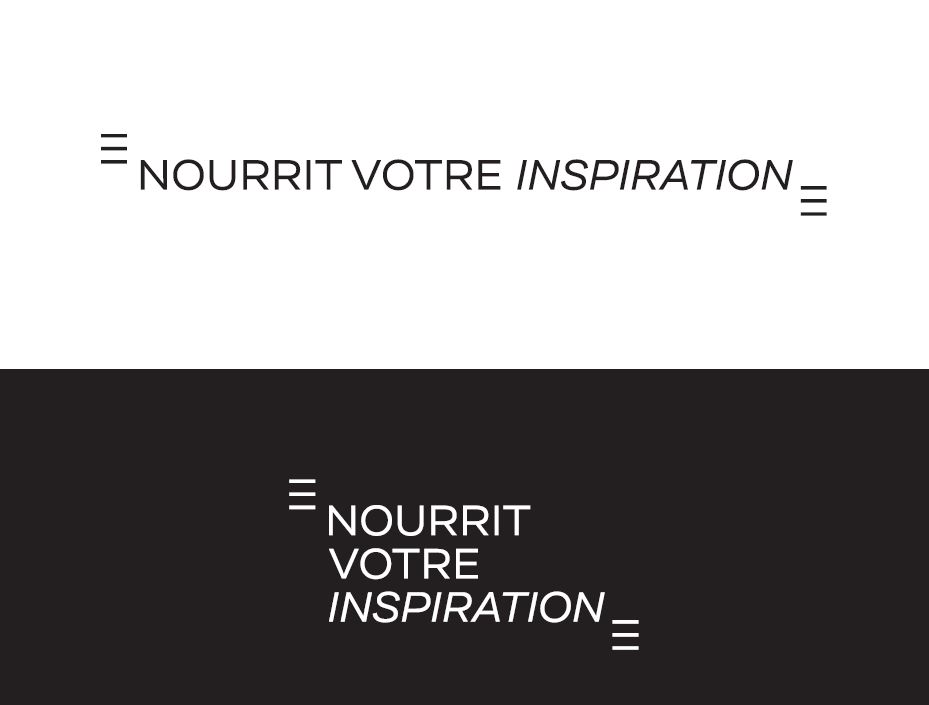 La signature partenaires de l'attractivité de la Cornouaille : Nourrit votre inspiration. La signature partenaire est composée des guillemets bretons et d’un dessin de lettres original.
