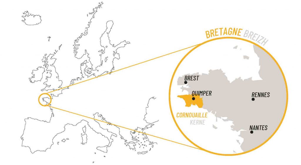Carte de situation de Quimper Cornouaille en Europe